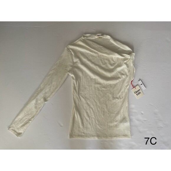 Open Edit Open Shoulder One Long Sleeve Ivory‎ Top NWT Size Medium - Picture 1 of 6